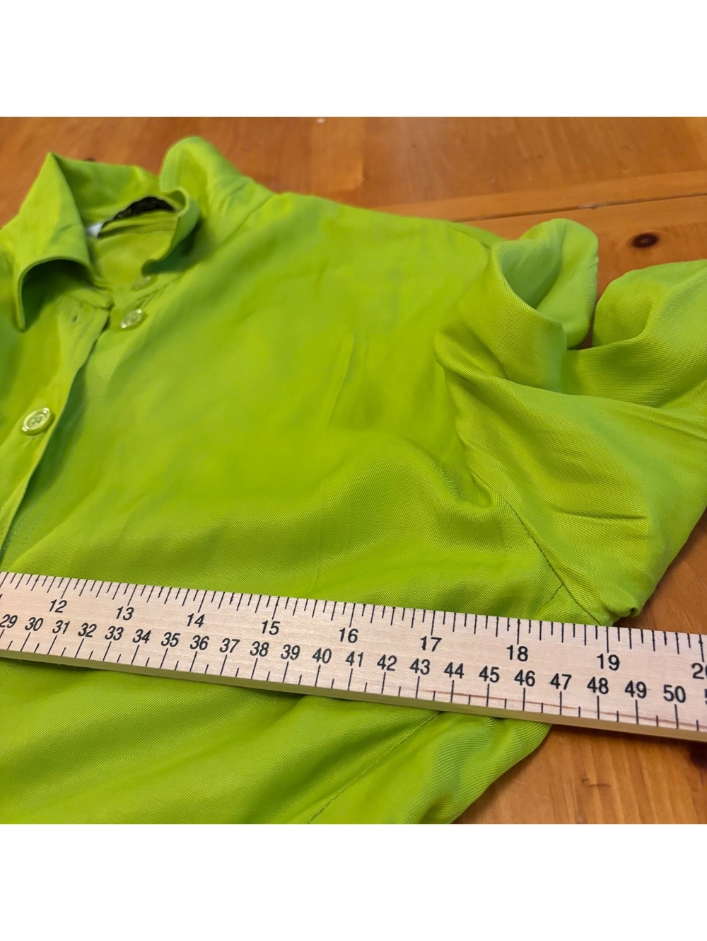 Zara Chartreuse Long Sleeve Button-Up Tunic Shirt Size Large Open Back Party - Picture 7 of 8